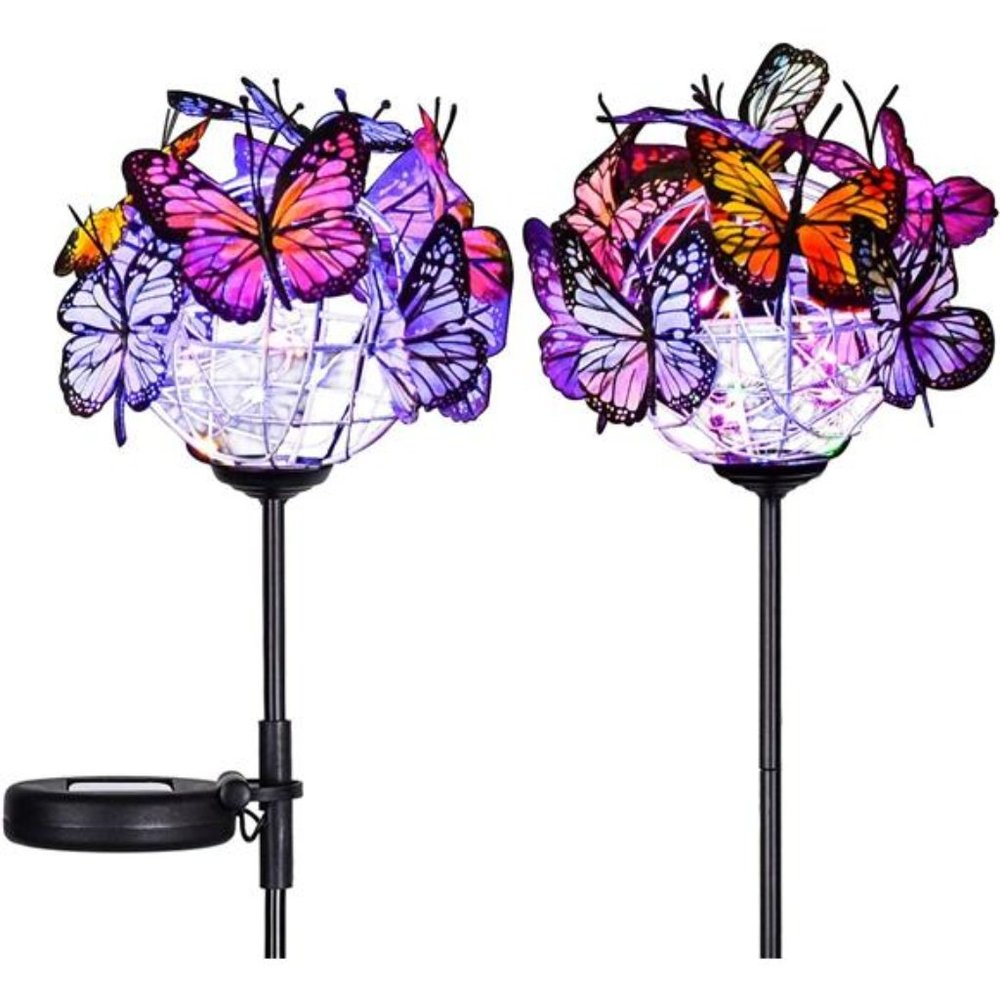 Outdoor Solar Garden Lights - 2 Pack Solar Powered Garden Stake Lights